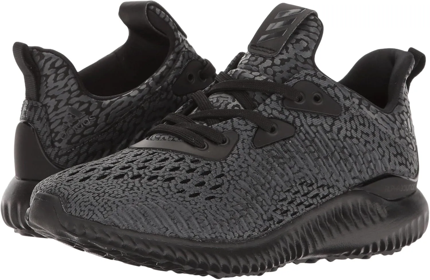 adidas Boy's Alphabounce AMS j Running Shoe, Black/Utility Black/White, 6 M US Big Kid