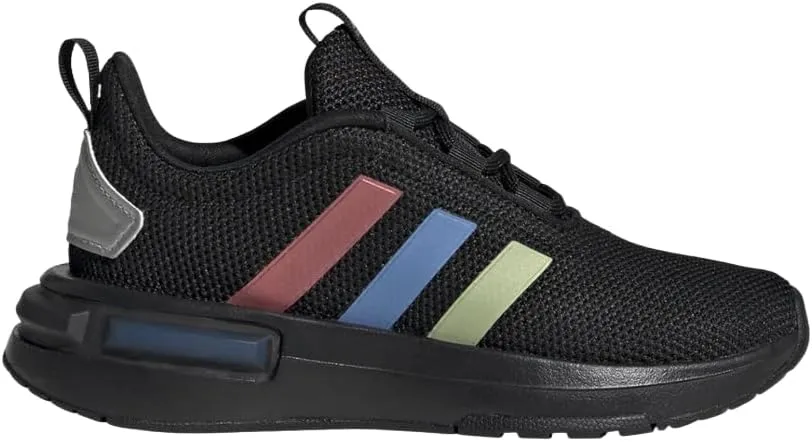 adidas Racer TR23 Elastic Lace Sneaker, Black/Silver Metallic/Black, 4 US Unisex Big Kid