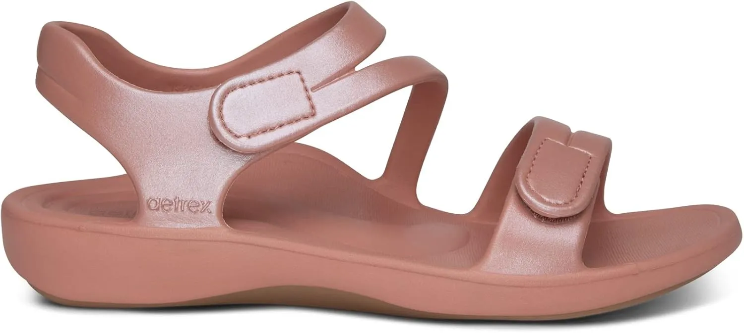 Aetrex Jillian Water-Friendly Sport Sandals for Women - Adjustable Strap Comfort Womens Sport Sandals for Beach Summer