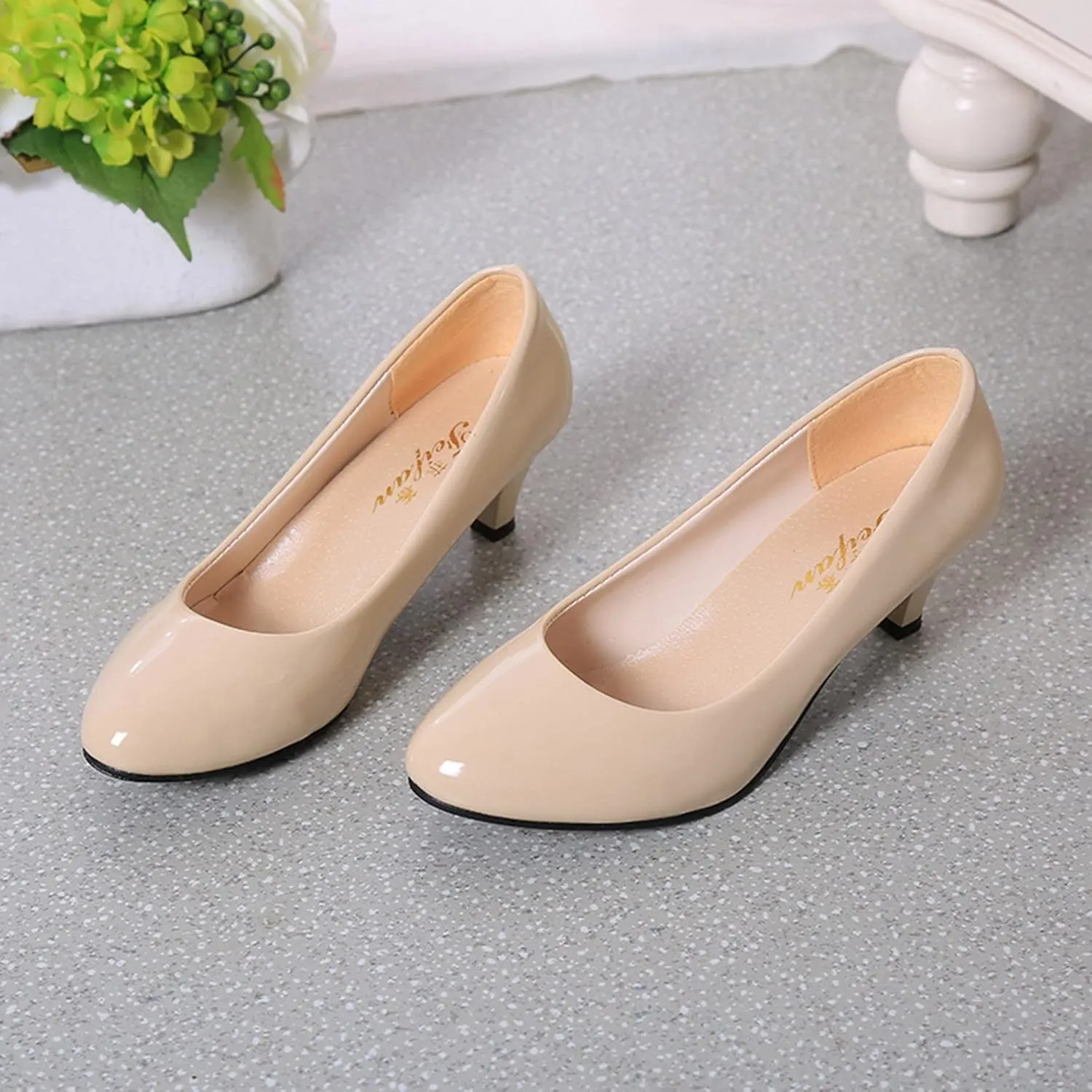 AMDBEL Ballet Flats Shoes for Women Dressy, Women's Slingback Leather Slingback Flats Pointed Toe Pumps Comfort Heeled Sandal