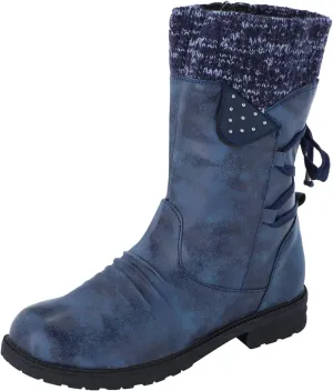 AMDBEL Boots For Women Cowboy Style, Chelsea Boots Women Flower Embroidery Mid Calf Chunky Platform Boots Cowgirls Boots