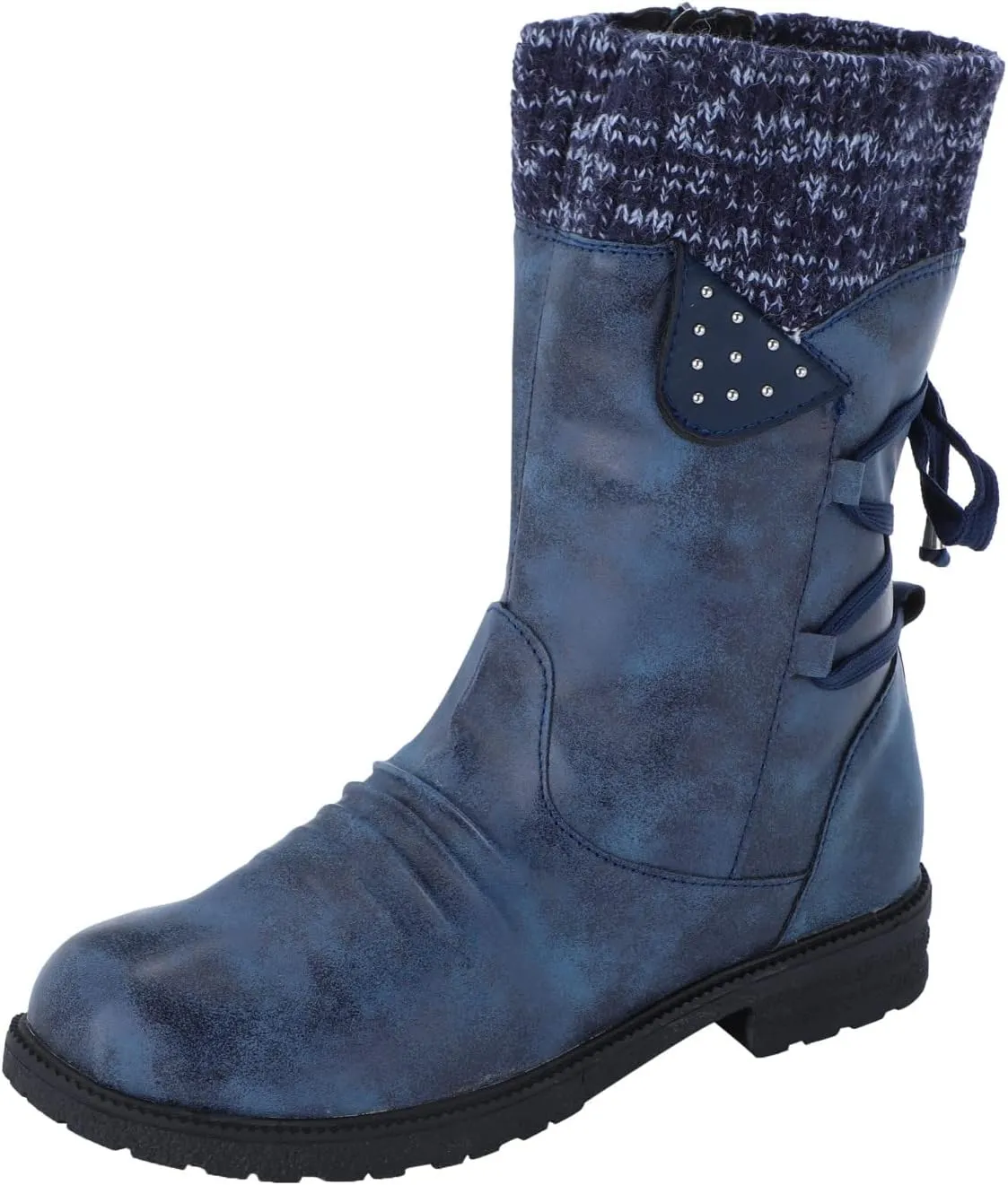 AMDBEL Boots For Women Cowboy Style, Chelsea Boots Women Flower Embroidery Mid Calf Chunky Platform Boots Cowgirls Boots