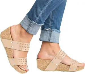 Aniywn Wedge Sandals for Women,Womens Wedge Platform Sandal Open Toe Casual Comfort Breathable Beach Sandals