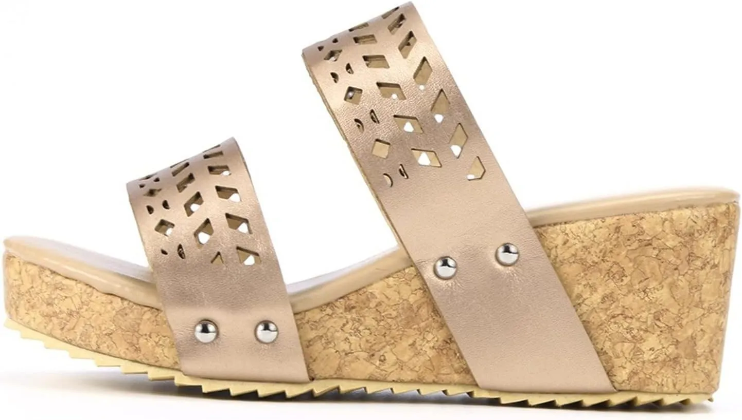 Aniywn Wedge Sandals for Women,Womens Wedge Platform Sandal Open Toe Casual Comfort Breathable Beach Sandals
