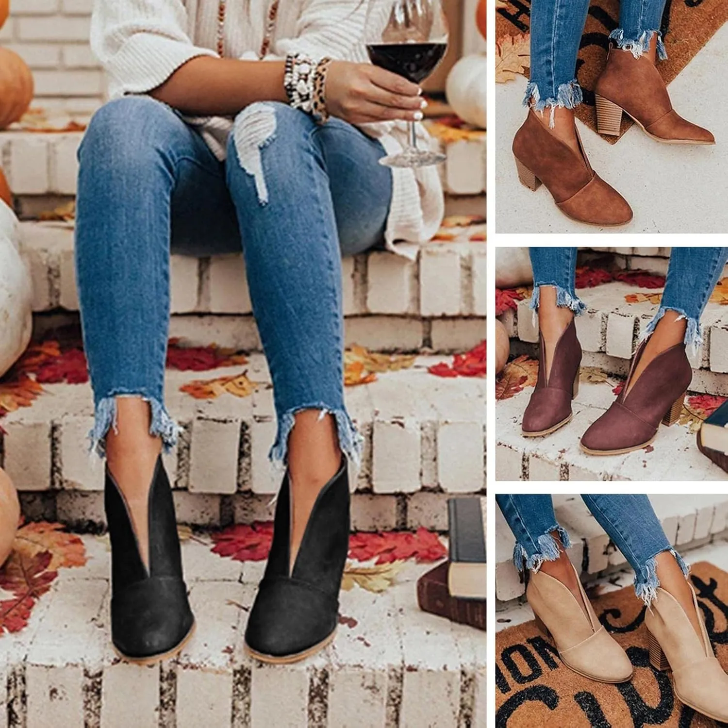 Ankle Boots for Women Low Heel,Summer Caged Gladiator Block Heel Strappy Dress Dressy Sandals Shoes for Women