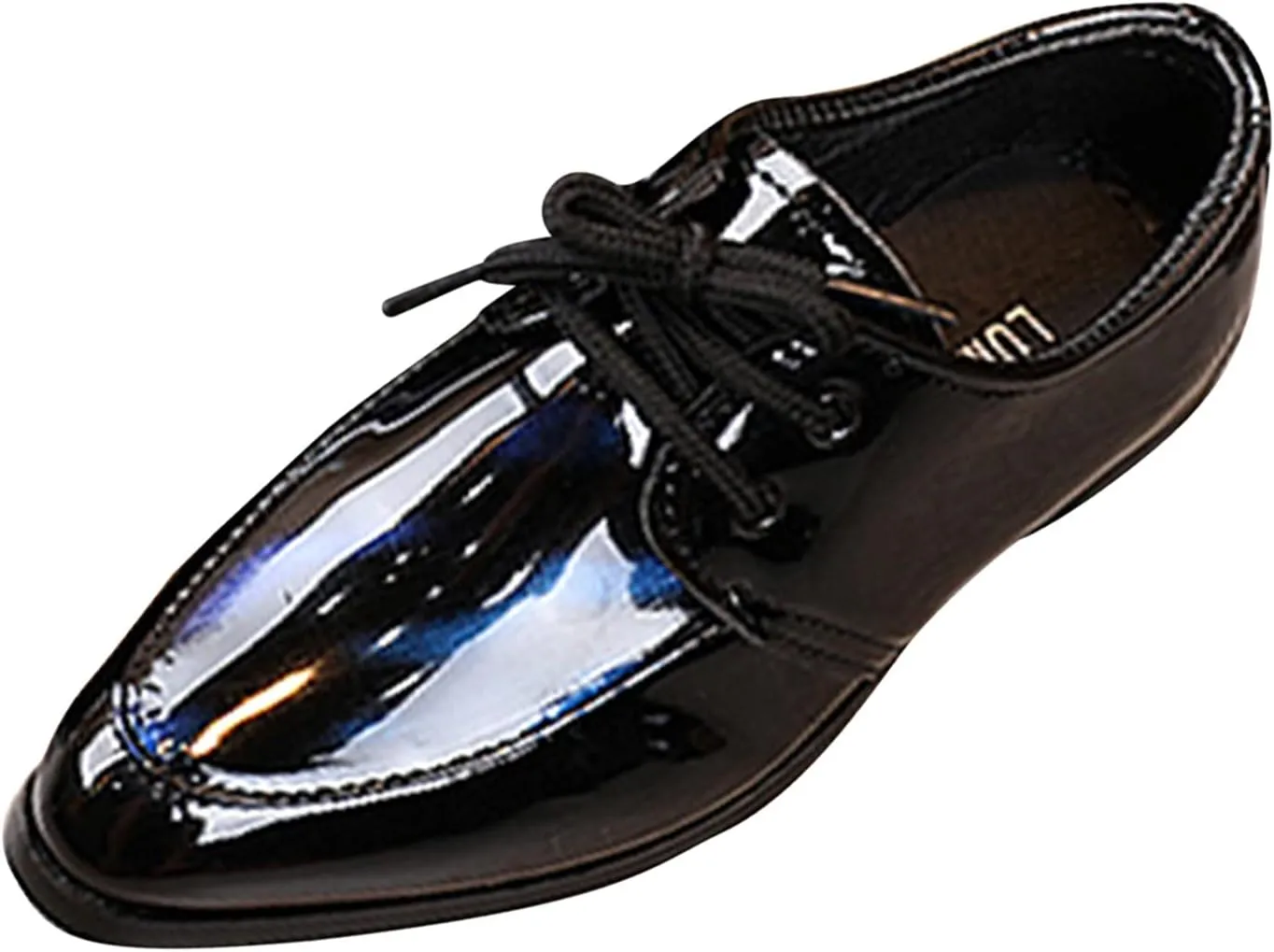 Boy's Classic Oxfords Dress Shoes Pointed Toe Patent Formal Dress Shoes Lace Up Wedding Prom Footwear for Kids