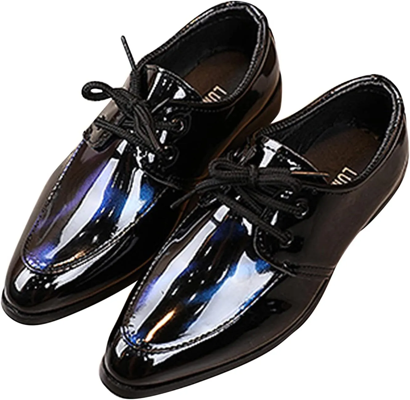 Boy's Classic Oxfords Dress Shoes Pointed Toe Patent Formal Dress Shoes Lace Up Wedding Prom Infant Dress Shoes
