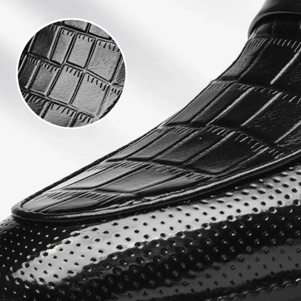 Breathable Classic Formal Shoes Men's Hollow Dress Oxford Shoes Slip-On Leather Oxford Shoes Classic Pointed-Toe Low Top