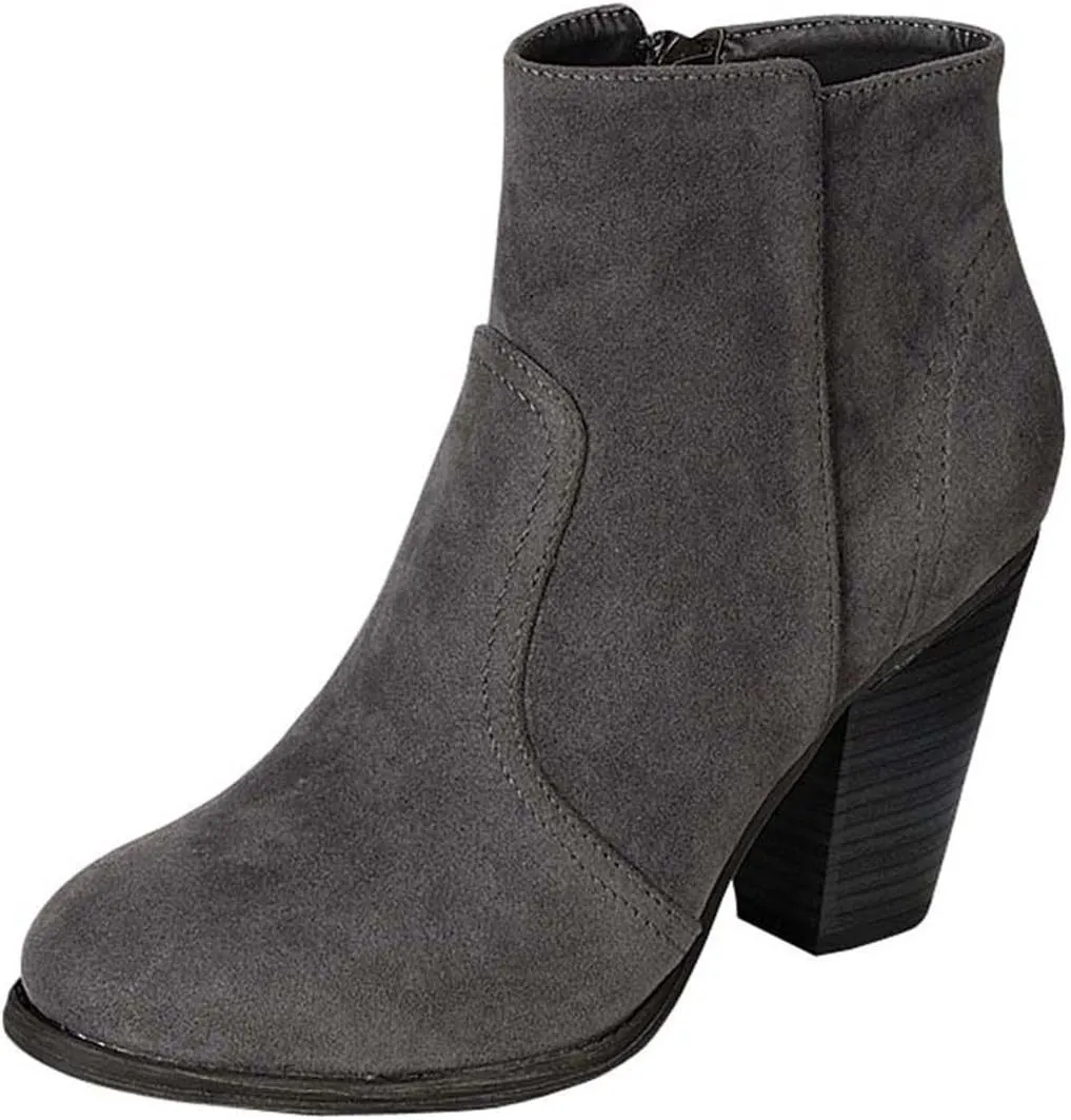 Breckelle's Women's Black Faux Suede Ankle Boots