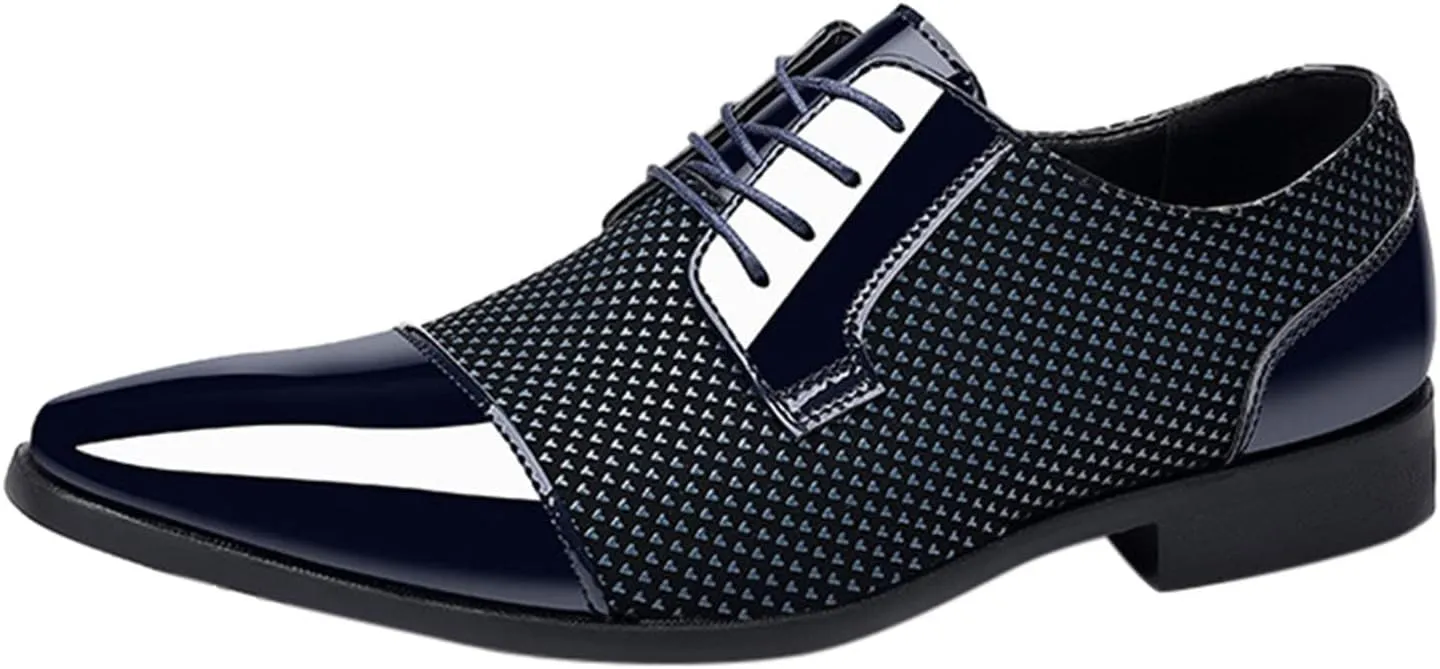 Casual Cap Toe Oxfords Shoe Men with Comfortable Low Heel Lace up Black Dress Shoes Elegant Business Formal Shoes Comfortable Patent Leather Dress Shoe Men Breathable Leather Footwear