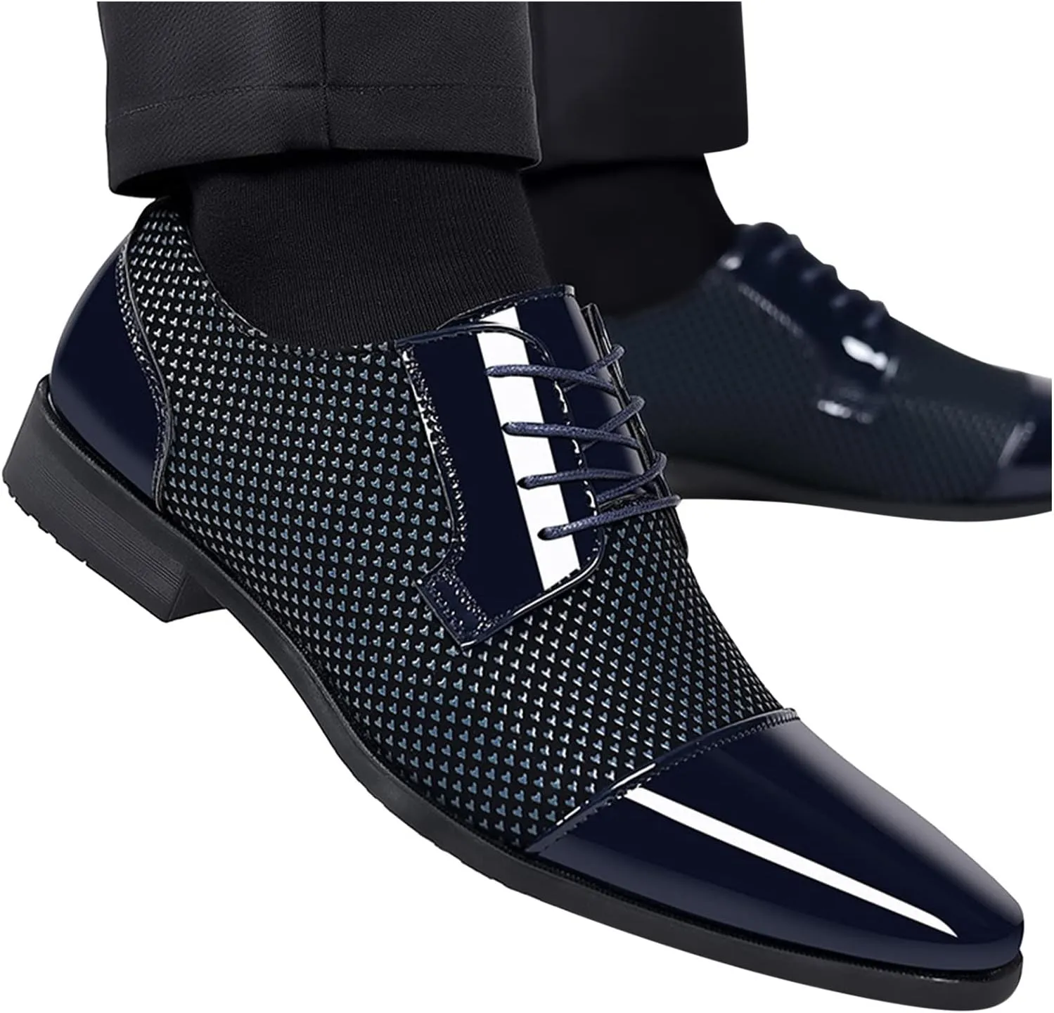 Casual Cap Toe Oxfords Shoe Men with Comfortable Low Heel Lace up Black Dress Shoes Elegant Business Formal Shoes Comfortable Patent Leather Dress Shoe Men Breathable Leather Footwear