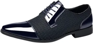 Casual Cap Toe Oxfords Shoe Men with Comfortable Low Heel Lace up Black Dress Shoes Elegant Business Formal Shoes Comfortable Patent Leather Dress Shoe Men Breathable Leather Footwear