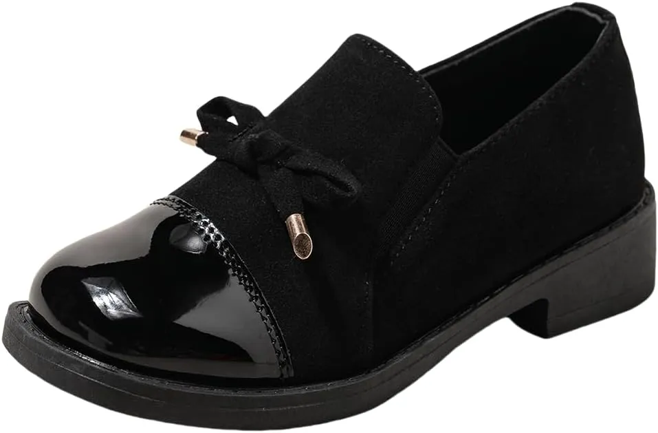 Children’s Platform Loafers – Faux Leather Lace-Up Loafers for Kids, Lightweight Party & Wedding Shoes, Imitation Suede Upper