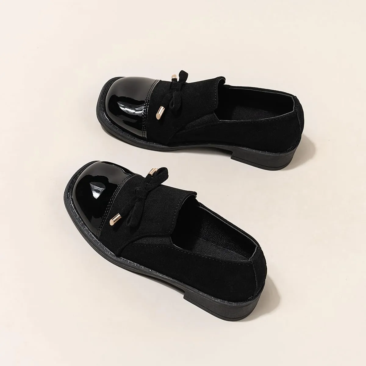 Children’s Platform Loafers – Faux Leather Lace-Up Loafers for Kids, Lightweight Party & Wedding Shoes, Imitation Suede Upper