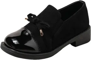 Children’s Platform Loafers – Faux Leather Lace-Up Loafers for Kids, Lightweight Party & Wedding Shoes, Imitation Suede Upper