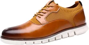 Classic Style Men Lace Up Vintage Leather Shoes Business Casual Shoes RoundToe Leather Shoes Leather Tennis Shoes Men
