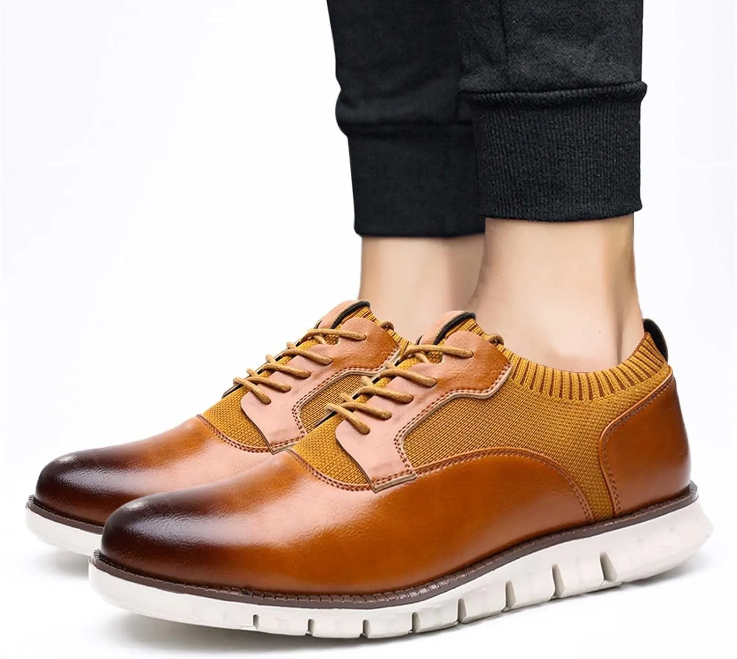 Classic Style Men Lace Up Vintage Leather Shoes Business Casual Shoes RoundToe Leather Shoes Leather Tennis Shoes Men