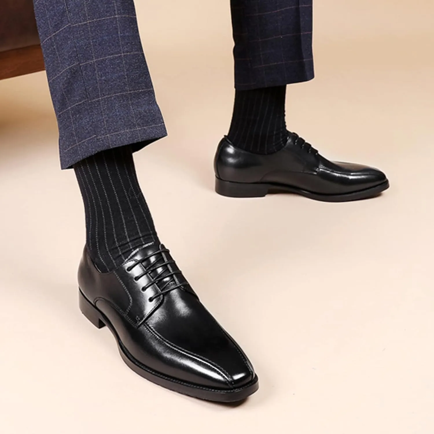 Classical Dress Oxfords Men Non Slip Low Heel Walking Oxfords Shoes Supple Business Formal Shoes Men Arch Support Dress Leather Shoe Casual Round Toe Office Formal Shoe Cool Derby Man