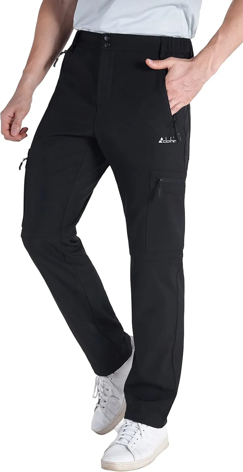 clothin Men's Insulated Pants Fleece Lined Snow Pants Softshell Water and Wind-Resistant