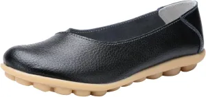 Comfortable Leather Shoes for Women Solid Non Slip 女式平底鞋 Shoes Soft Walking Driving Business Casual Elevator