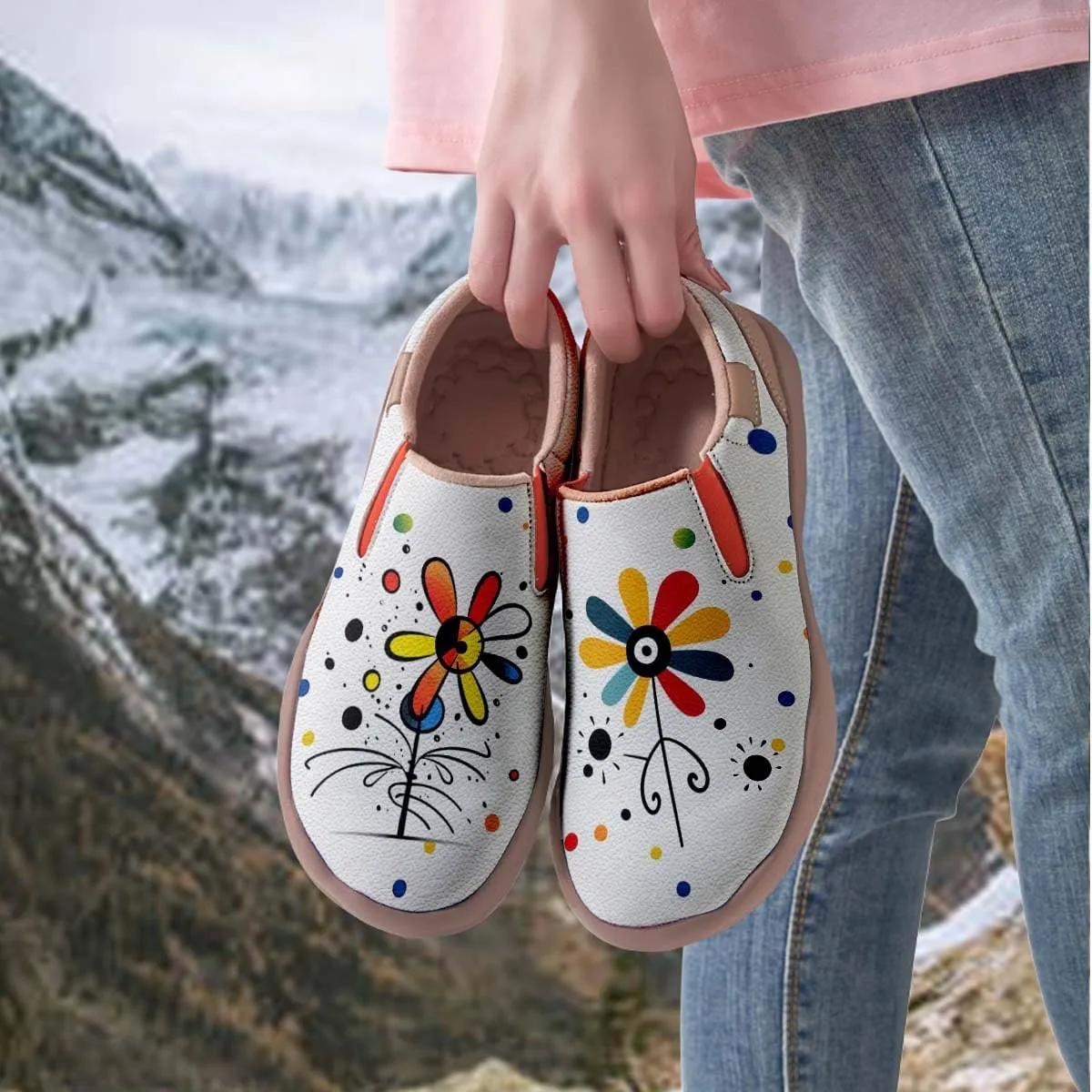 Comfortable Travel Shoes for Womens Loafers Slip Ons Ladies Nurse Shoe Walking Lightweight Cartoon Animal Painted Sneaker