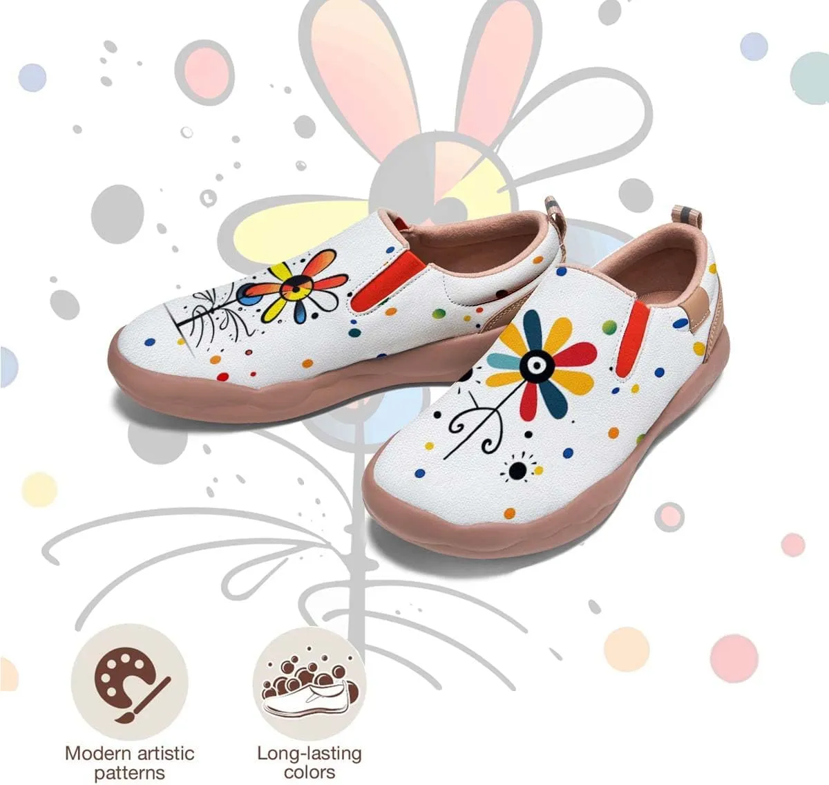 Comfortable Travel Shoes for Womens Loafers Slip Ons Ladies Nurse Shoe Walking Lightweight Cartoon Animal Painted Sneaker