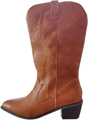 Cowboy Boots for Women Low Heel Ankle Bootie Winter Lace up Low Stacked Block Heel Mid Calf Military Combat Boots 52