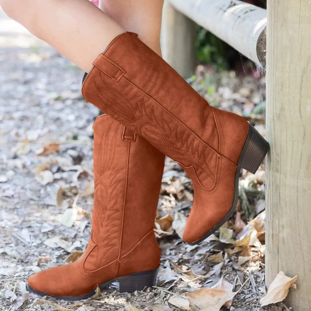 Cowboy Boots for Women Low Heel Ankle Bootie Winter Lace up Low Stacked Block Heel Mid Calf Military Combat Boots 52