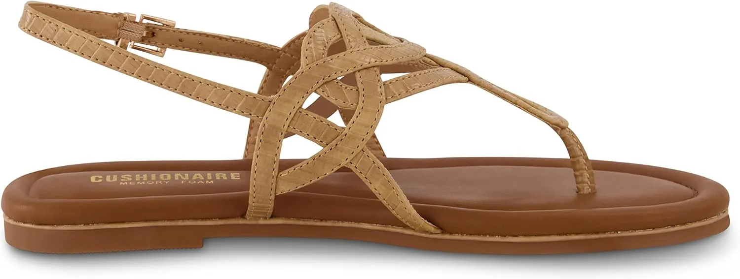 CUSHIONAIRE Women's Judit flat sandal  Comfort Foam, Wide Widths Available