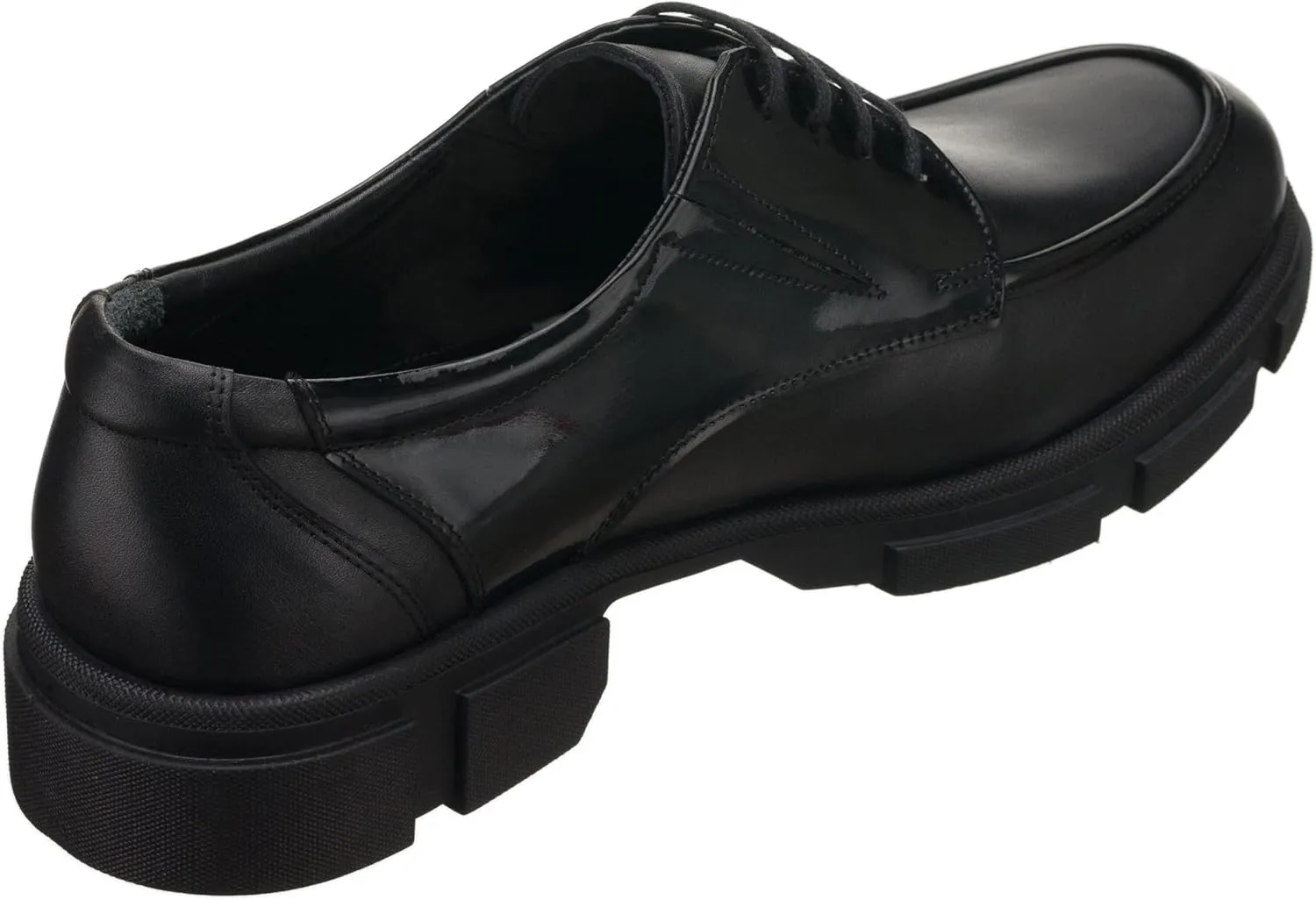 DALGALA Men's Black Leather Big Size Handmade Derby Shoes Casual Dress Shoes with Patent Leather