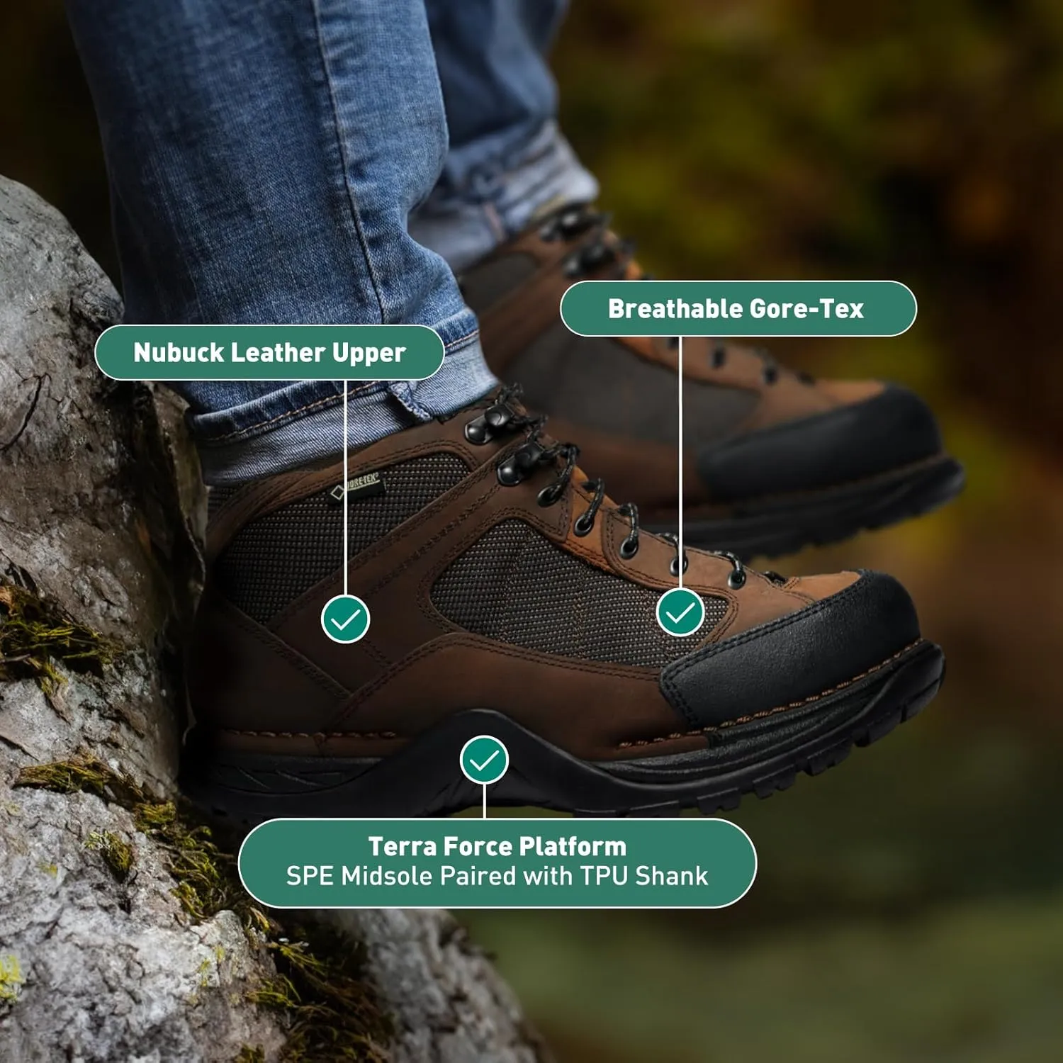 Danner Radical 452 5.5 Waterproof Hiking Boots for Men with Sanded Nubuck Leather, Scuff-Proof Toe Cap, Breathable Gore-Tex & Traction Outsole