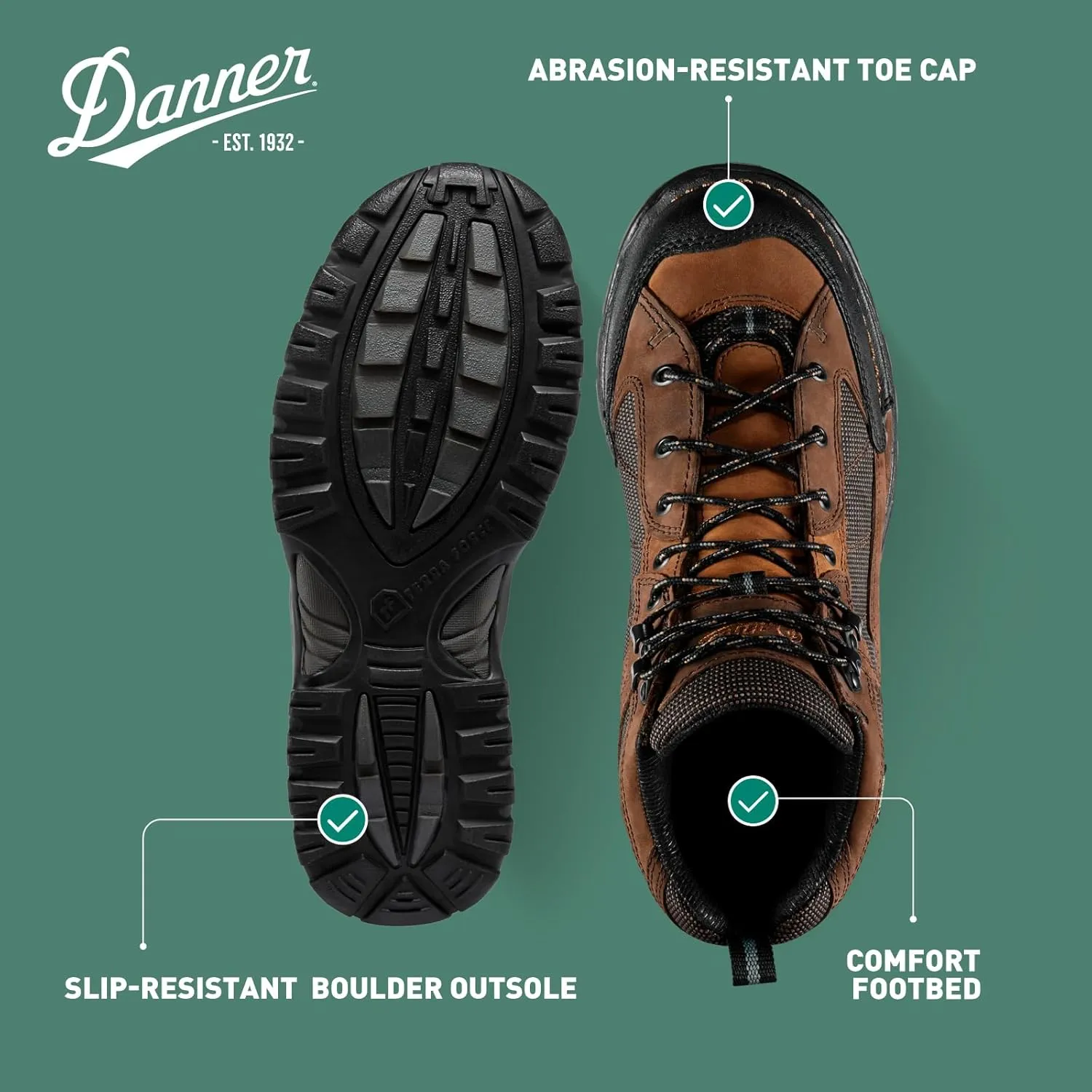 Danner Radical 452 5.5 Waterproof Hiking Boots for Men with Sanded Nubuck Leather, Scuff-Proof Toe Cap, Breathable Gore-Tex & Traction Outsole