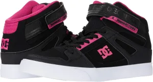 DC girls Pure High-top Ev Youth Skate Shoe, Black/Pink/Black, 1 Big Kid US