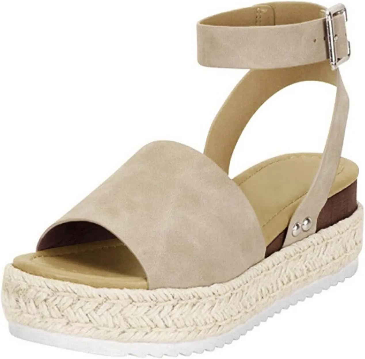Eduavar Sandals for Women 2023, Sandals Women Dressy Summer Espadrille Platform Ankle Strap Peep Toe Sandals Shoes