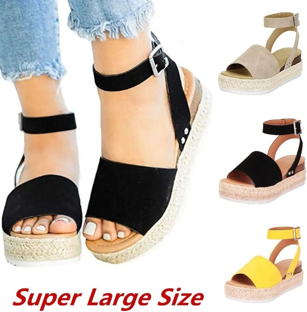 Eduavar Sandals for Women 2023, Sandals Women Dressy Summer Espadrille Platform Ankle Strap Peep Toe Sandals Shoes