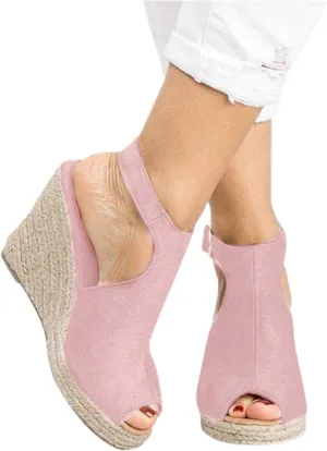 Eduavar Shoes for Women Sandals Dressy, Sandals Women Comfortable Wedge Platform Sandals Open Toe Hook and Loop Sandals