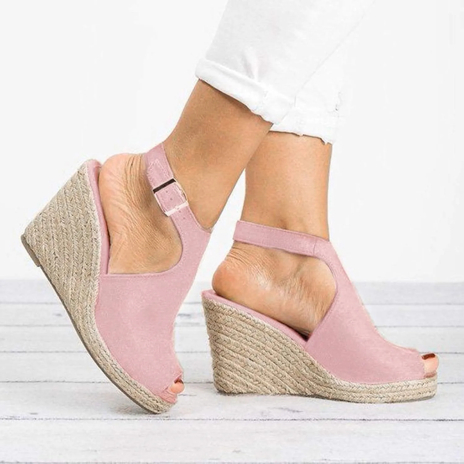 Eduavar Shoes for Women Sandals Dressy, Sandals Women Comfortable Wedge Platform Sandals Open Toe Hook and Loop Sandals