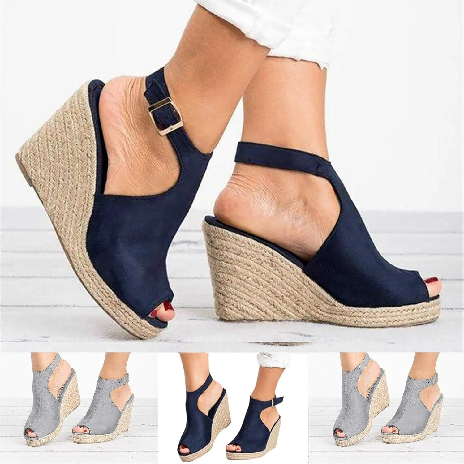 Eduavar Shoes for Women Sandals Dressy, Sandals Women Comfortable Wedge Platform Sandals Open Toe Hook and Loop Sandals