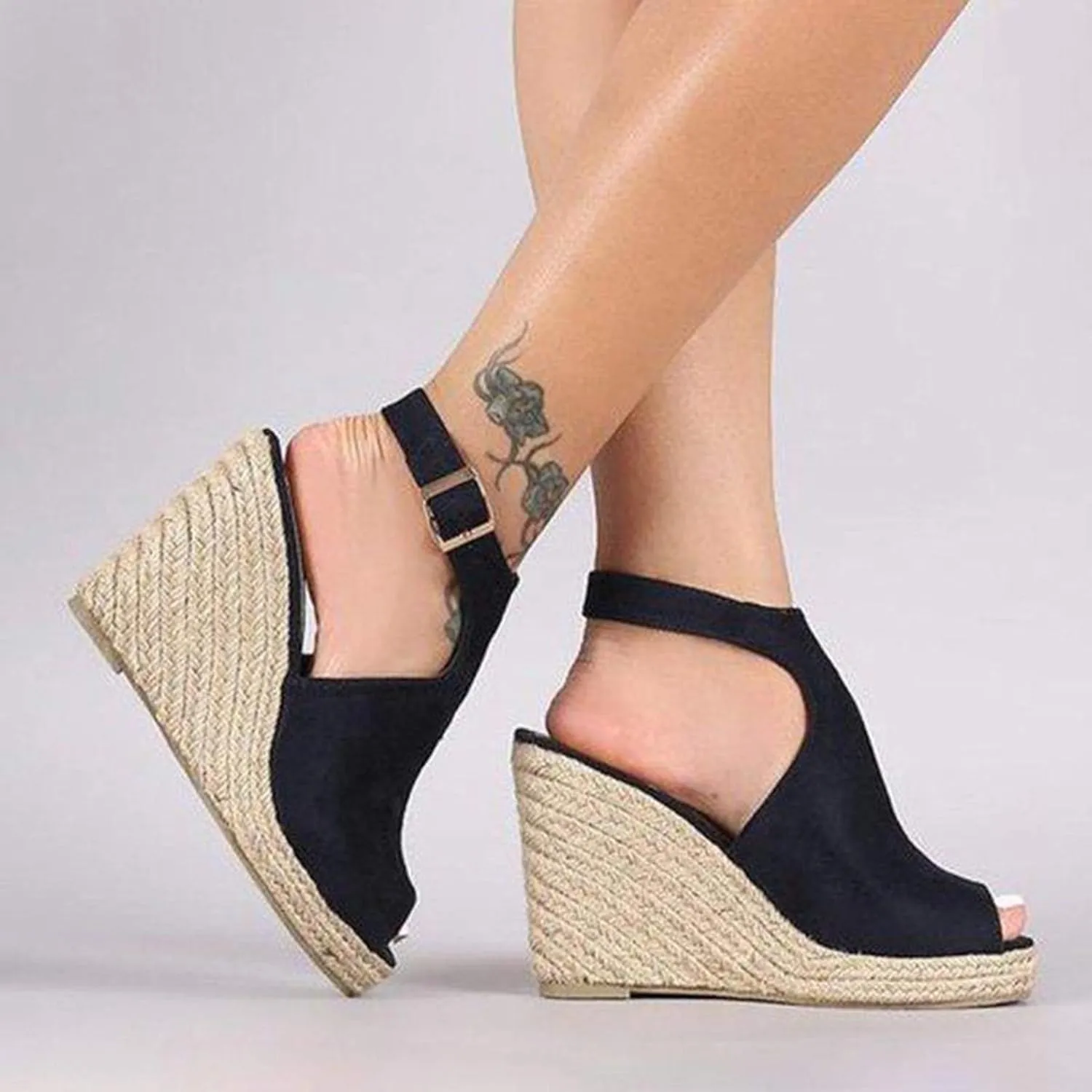Eduavar Shoes for Women Sandals Dressy, Sandals Women Comfortable Wedge Platform Sandals Open Toe Hook and Loop Sandals