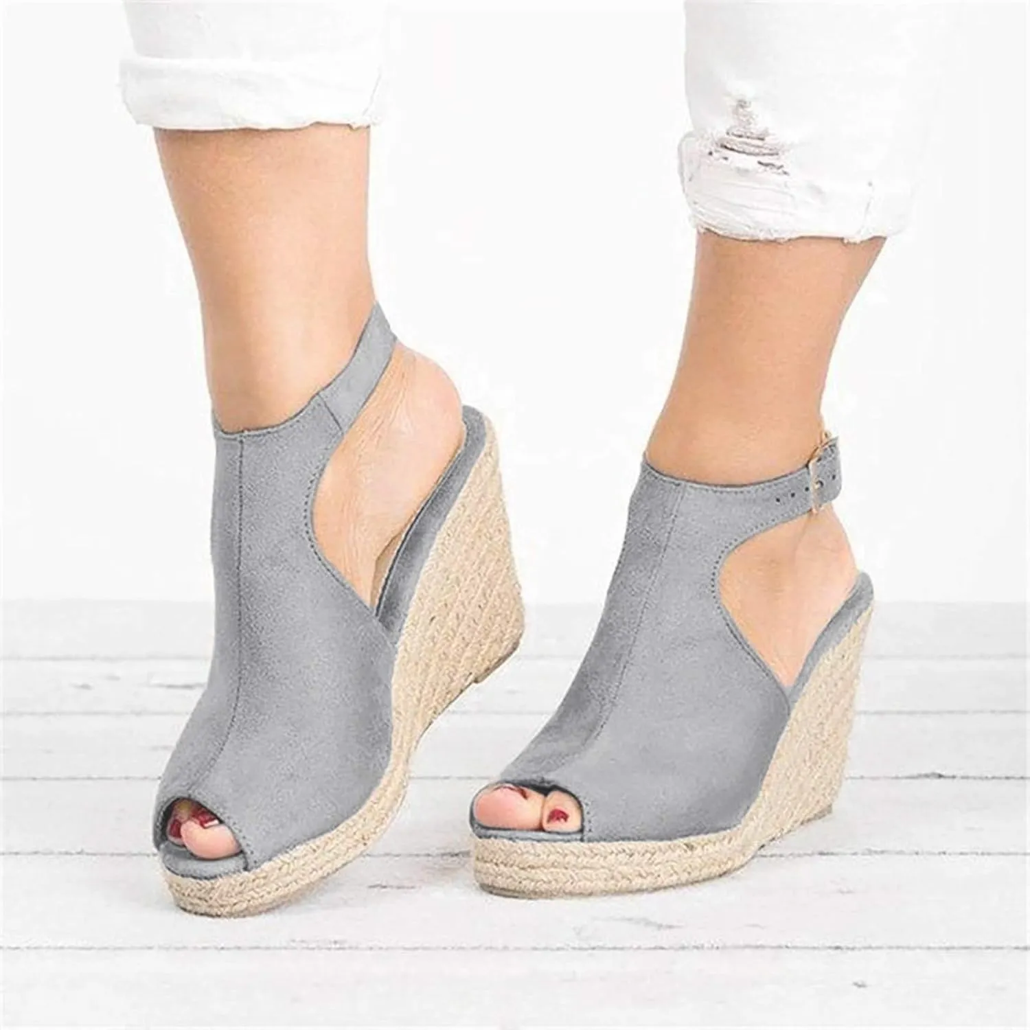 Eduavar Shoes for Women Sandals Dressy, Sandals Women Comfortable Wedge Platform Sandals Open Toe Hook and Loop Sandals