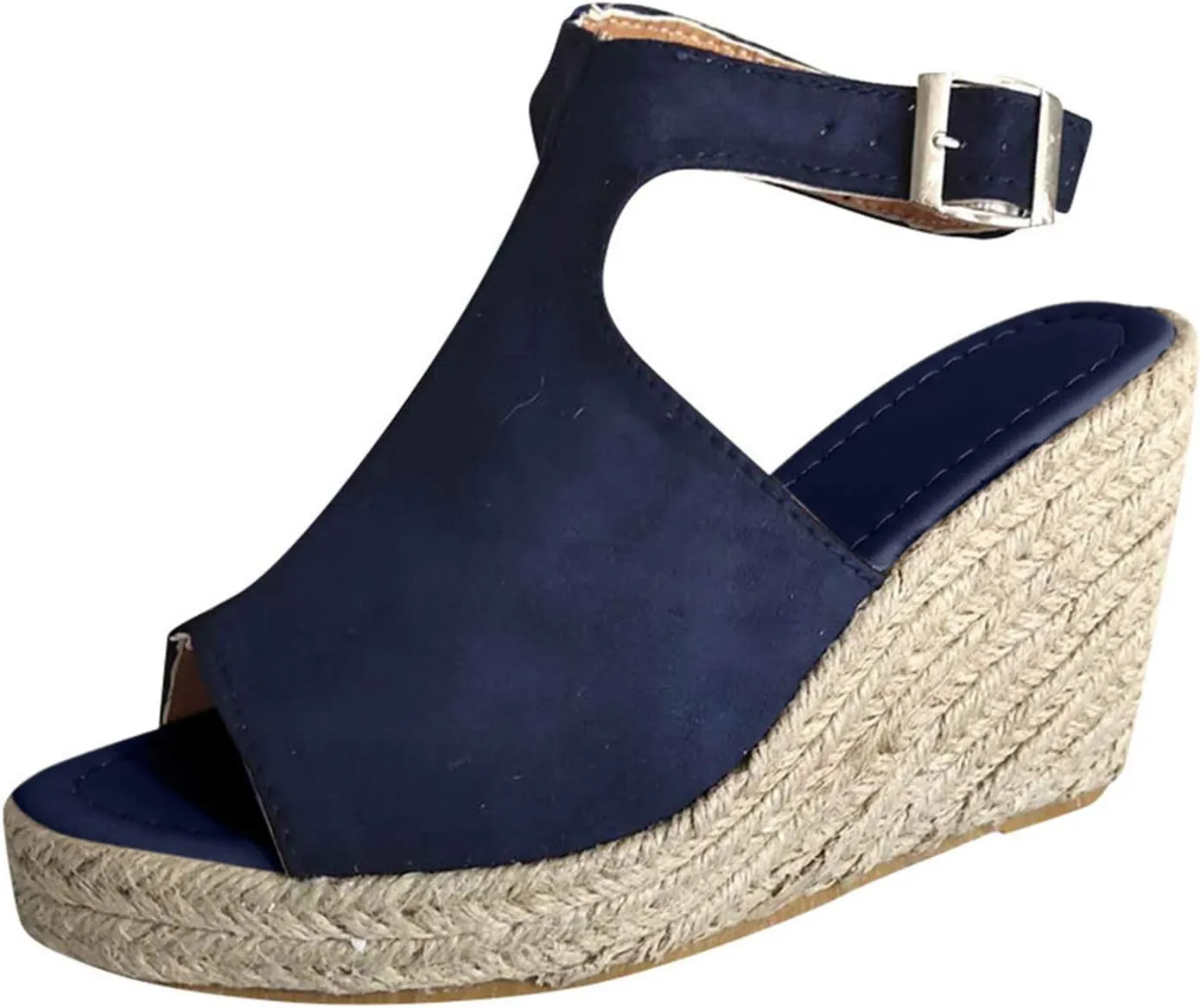 Eduavar Shoes for Women Sandals Dressy, Sandals Women Comfortable Wedge Platform Sandals Open Toe Hook and Loop Sandals