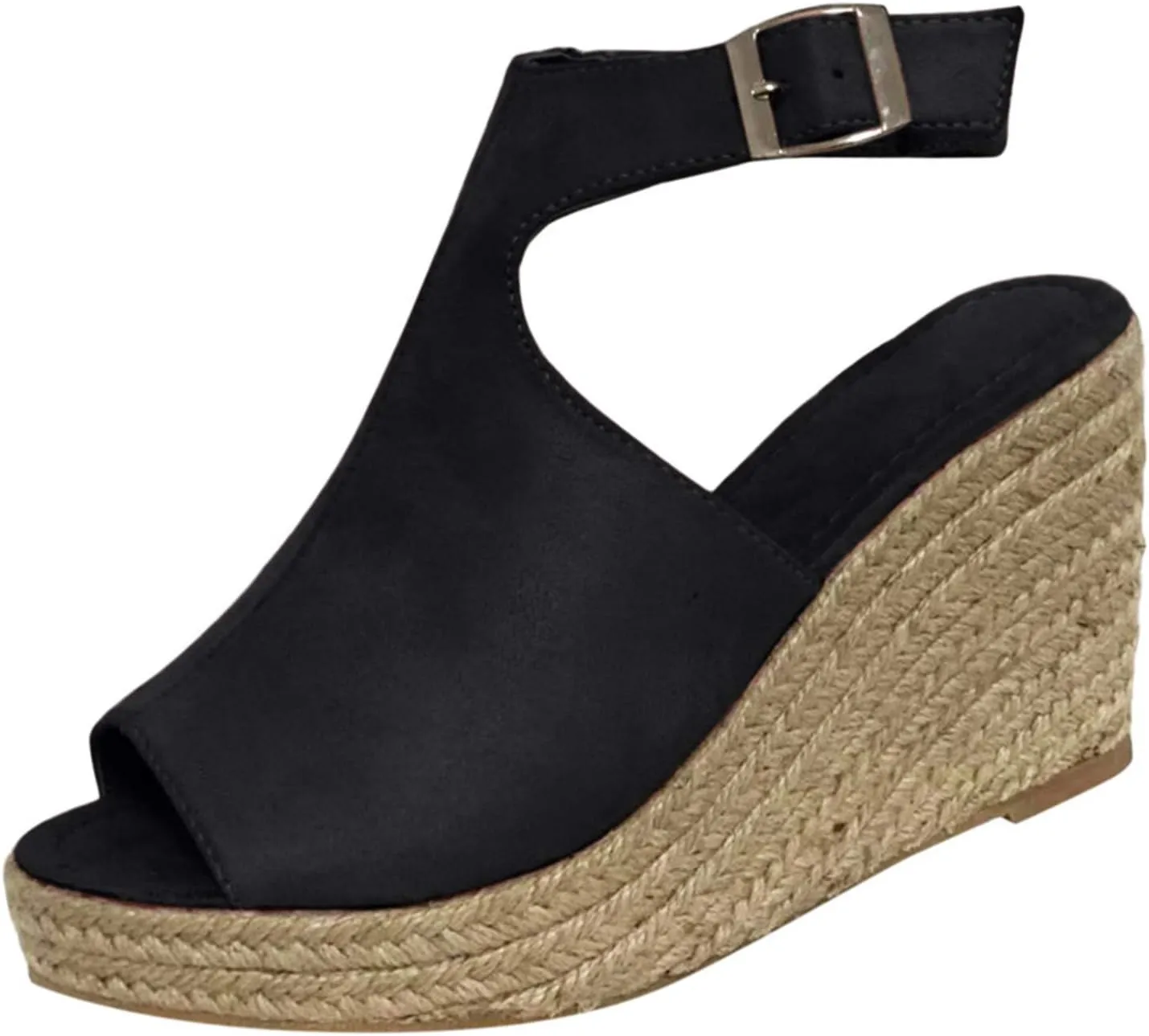 Eduavar Shoes for Women Sandals Dressy, Sandals Women Comfortable Wedge Platform Sandals Open Toe Hook and Loop Sandals
