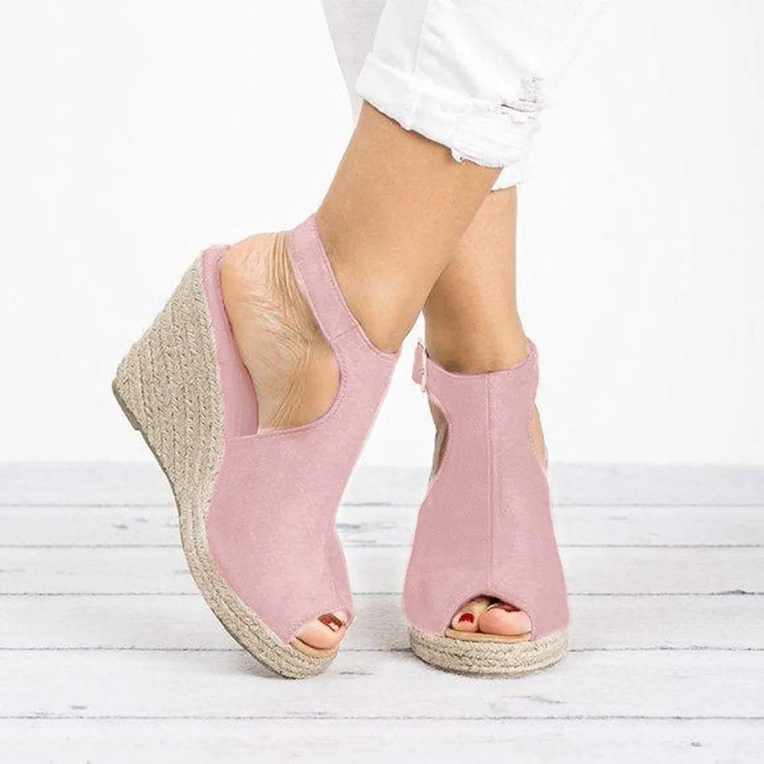 Eduavar Shoes for Women Sandals Dressy, Sandals Women Comfortable Wedge Platform Sandals Open Toe Hook and Loop Sandals