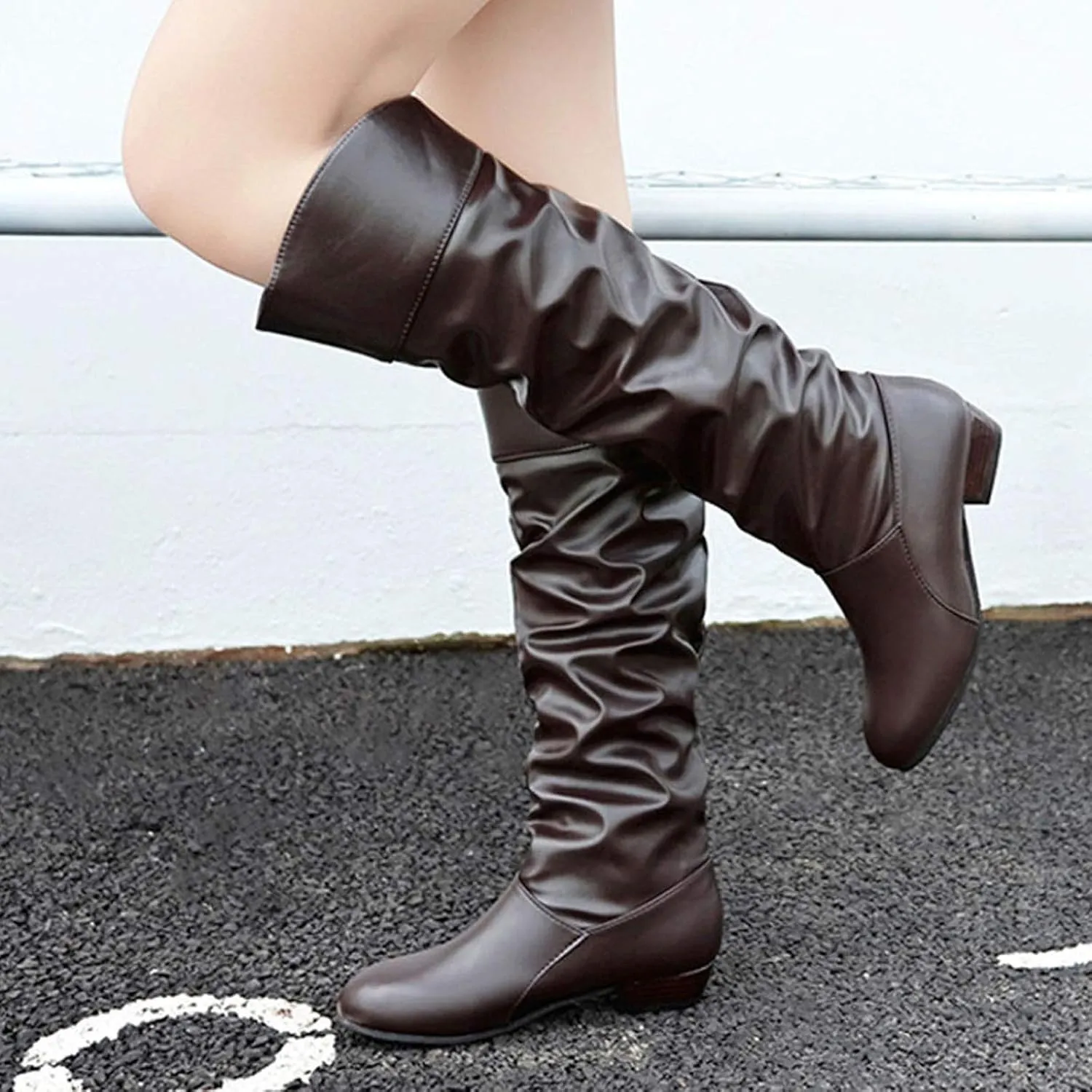 Extra Wide Calf Western Boots for Women Plus Size Dressy Boots Women 2 Inch Knee High Black Cowgirl Boots Wide Calf No Heel Womens Brown Leather Shoes Cowboy Boots for Women Booties and Mid Calf