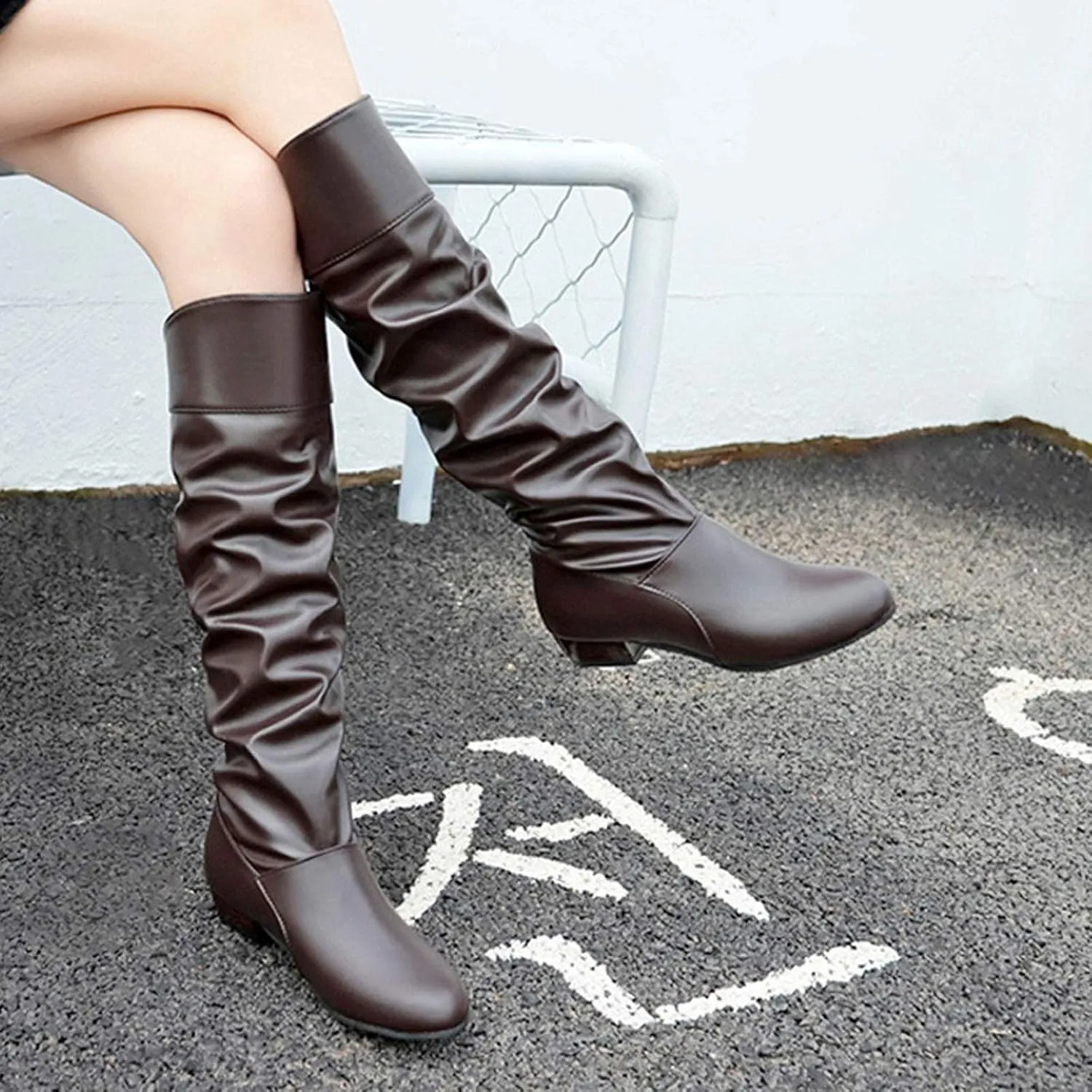 Extra Wide Calf Western Boots for Women Plus Size Dressy Boots Women 2 Inch Knee High Black Cowgirl Boots Wide Calf No Heel Womens Brown Leather Shoes Cowboy Boots for Women Booties and Mid Calf