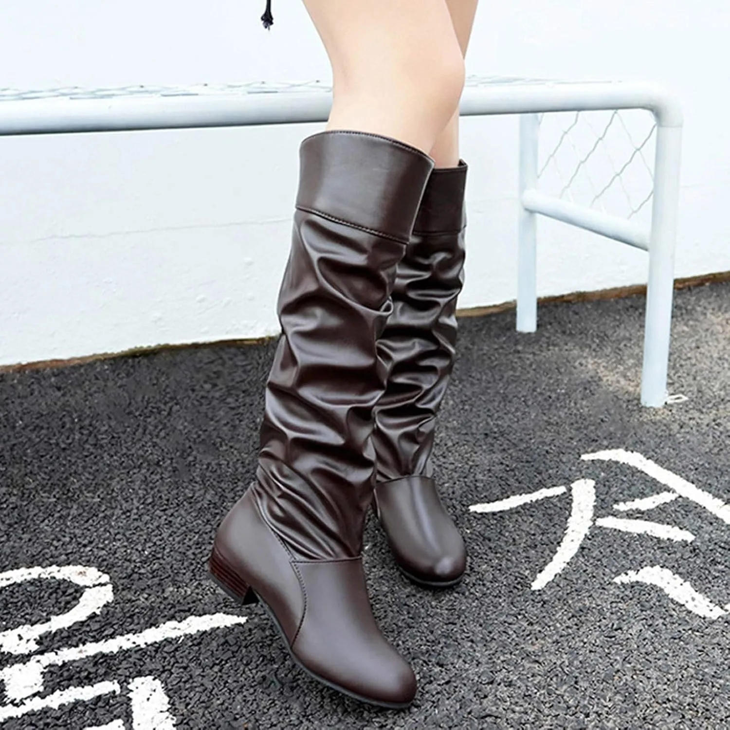 Extra Wide Calf Western Boots for Women Plus Size Dressy Boots Women 2 Inch Knee High Black Cowgirl Boots Wide Calf No Heel Womens Brown Leather Shoes Cowboy Boots for Women Booties and Mid Calf