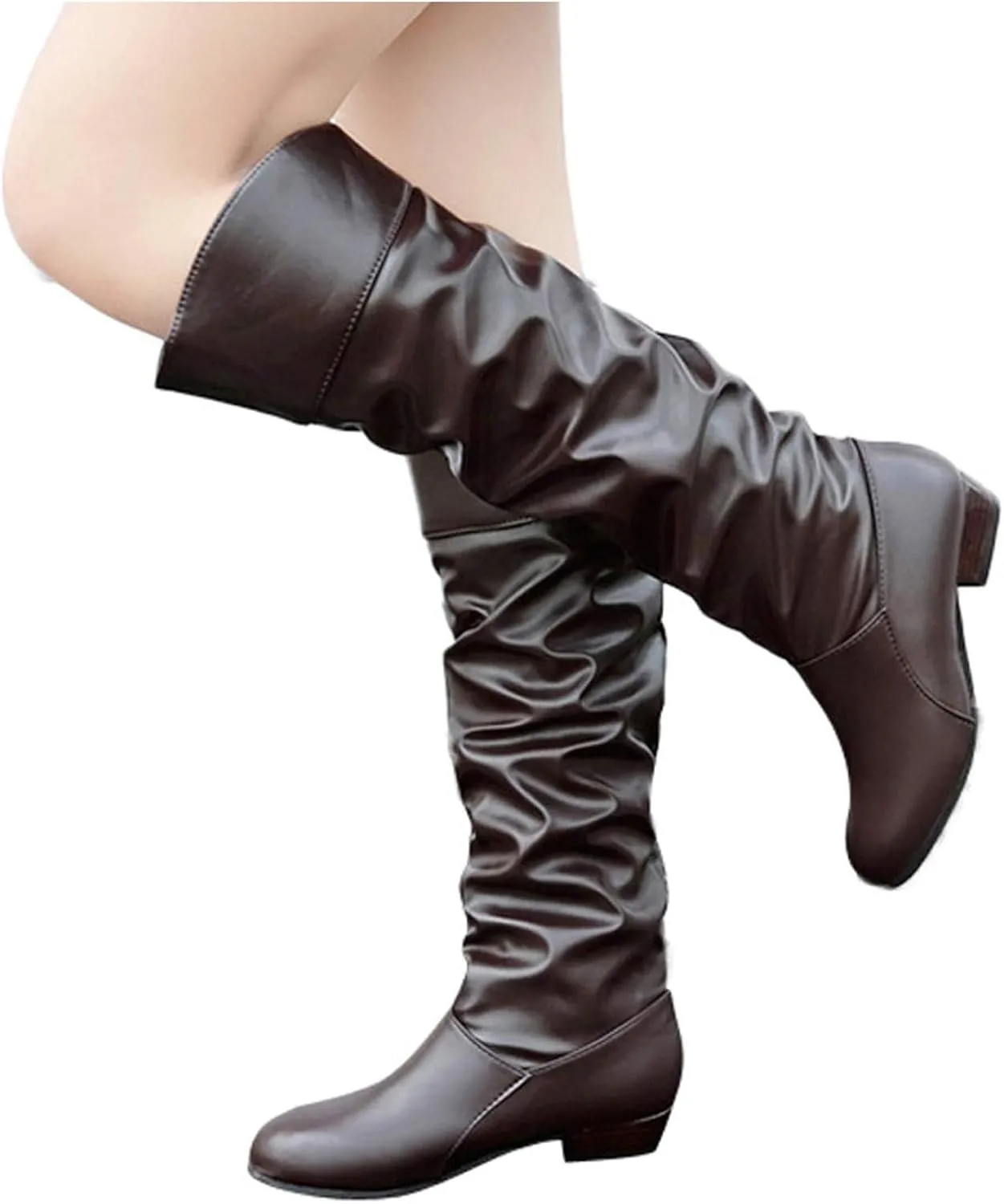 Extra Wide Calf Western Boots for Women Plus Size Dressy Boots Women 2 Inch Knee High Black Cowgirl Boots Wide Calf No Heel Womens Brown Leather Shoes Cowboy Boots for Women Booties and Mid Calf