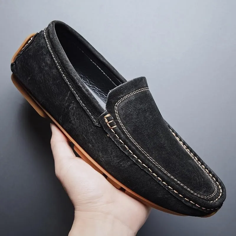 Fashion Men's Suede Genuine Leather Casual Shoes Mens Party Wedding Loafers Moccasins Men Light Comfortable Driving Flats