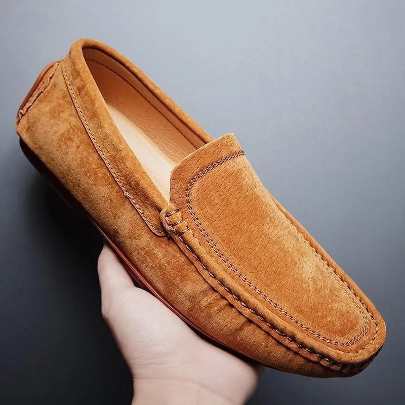 Fashion Men's Suede Genuine Leather Casual Shoes Mens Party Wedding Loafers Moccasins Men Light Comfortable Driving Flats