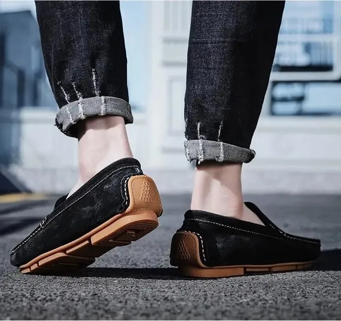 Fashion Men's Suede Genuine Leather Casual Shoes Mens Party Wedding Loafers Moccasins Men Light Comfortable Driving Flats